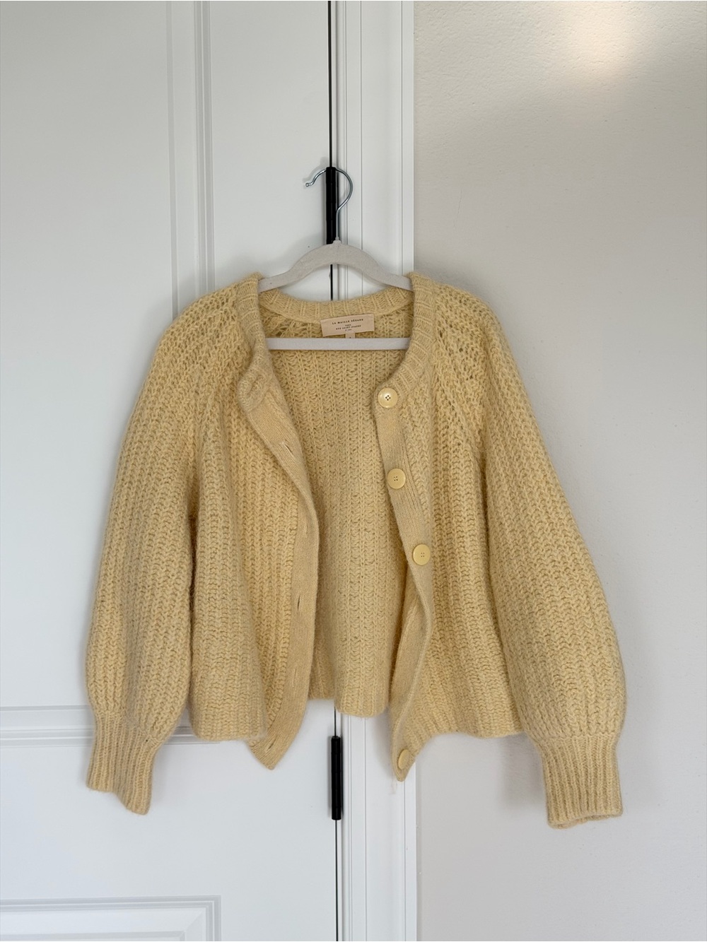 Soft Yellow Knit Cardigan Sweater Sezane